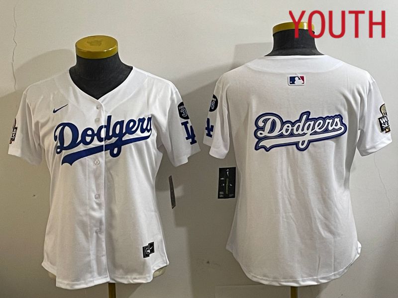 Youth Los Angeles Dodgers Blank White Game 2024 Nike MLB Jersey style 112124